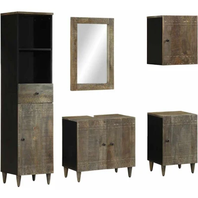 Image of vidaXL 5 Piece Bathroom Furniture Set Solid Wood Mango