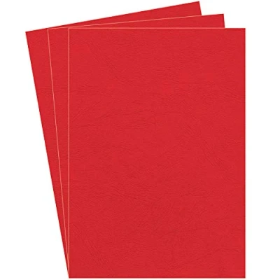 Image of Fellowes 100% Recyclable A4 Leatherboard Binding Covers Heavyweight 250gsm Presentation FSC, Red, Pack of 100