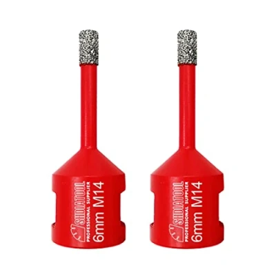 Image of SHDIATOOL Dry Diamond Drill Core Bit 2pk Diameter 6mm Vacuum Brazed Drilling Porcelain Tile Granite Marble