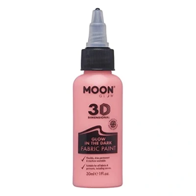 Image of Smiffys Moon Glow in the Dark 3D Fabric paint 30ml Red Textile for clothes, t shirts, bags, shoes &amp; canvas