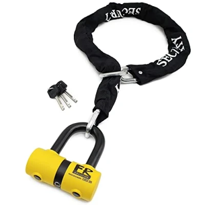 Image of FR SECURITE FR50+10.120L Cadena Antirrobo Moto y Candado Mini U Homologado SRA Protección Seguridad Motocicleta Scooter Bicicleta Multifunción Acero Anilla Bucle 120cm, ø10mm