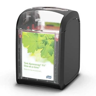 Image of Tork Xpressnap Fit Tabletop Napkin Dispenser 272900 N14 for Restaurants One at a time Single Use, Black (Quantity of 4)
