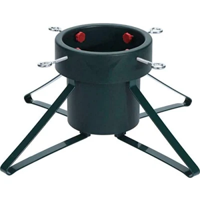 Image of GEEZY Christmas Tree Stand for Real Trees Green Metal Frame, Adjustable Trunk Diameter 5 to 14cm, Max Height 2.8m, Water Tank 2.8L Base Xmas Holder