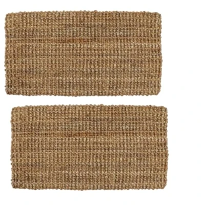 Image of Pro Home Hand woven Jute Coir Doormat Indoor Outdoor 100% Natural Floor Mat Entrance Backdoor Garage Runner Rug Spun Boucle Loop Door 40x70 (Pack of 2)