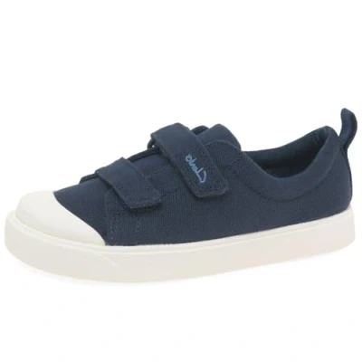 Image of Clarks Boy&#039;s City Bright T Low Top Sneakers, Navy Canvas, 6 UK Wide