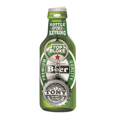 Image of Top Bloke Bottle Design Key Ring Opener Personalised to The Name of&quot;Tony&quot;
