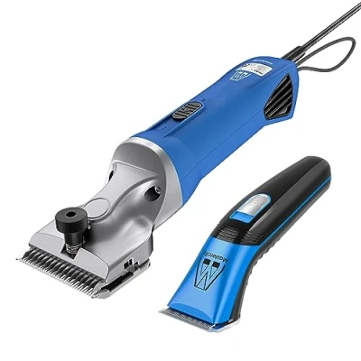 Image of Masterclip Horse Clipping Combo Mains Powered Heavy Duty Hunter Clipper and Cordless Showmate Mark II Trimmer (Blue &amp; Blue Showmate)