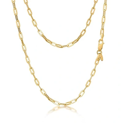 Image of Amberta Women&#039;s 925 Sterling Silver Paperclip Chain: 18K Gold Plated 3 mm 45 cm/18 inch