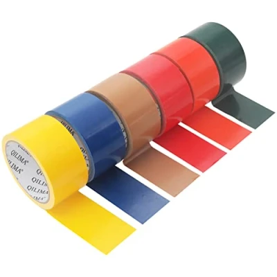 Image of QILIMA Duct Tape 6 Rolls of 48mm x 10m Gaffa Extra Strong Adhesive Water Resistant Heavy Duty Include Green Yellow Blue Orange Red Brown