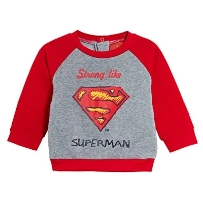 Image of DC Comics Baby Boys Superman Jumper Toddlers Fleece Sweater Top Babies Sweatshirt Grey 6 Months
