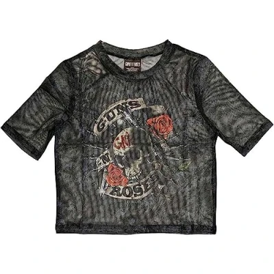 Image of Guns N&#039; Roses Mesh Crop Top T Shirt Firepower Official Womens Black XS
