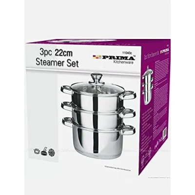 Image of Prima 11040C Stainless Steel 3 Tier Steamer Set 22 cm