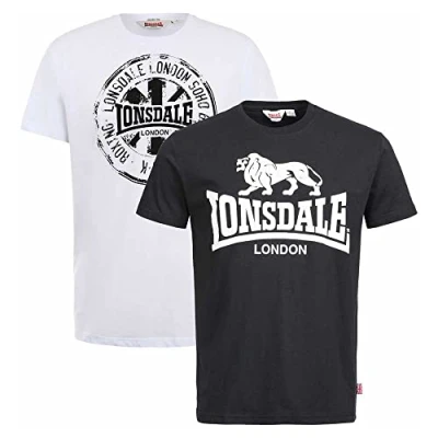 Image of Lonsdale Men&#039;s Dildawn T Shirt, Black/White, M