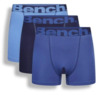 Image of Bench Mens Valdev Underwear Boxer Shorts Trunks 3 Pair Pack Blue S