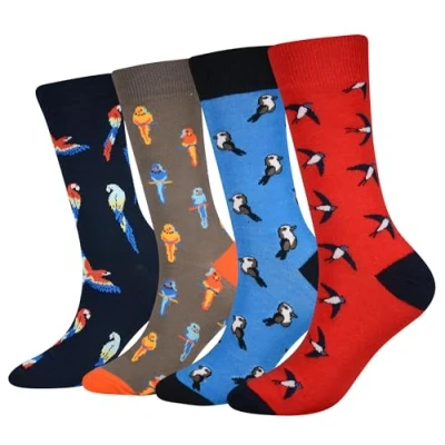 Image of Men&#039;s EUR 42 46 Animal Socks Bird Gift Crazy Novelty Dress Crew Calf (Bird)
