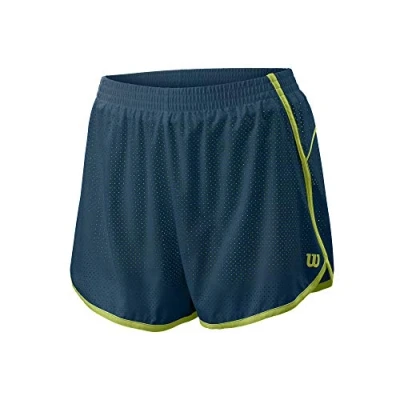 Image of Wilson Women&#039;s Shorts, COMPETITION WOVEN 3.5 SHORT, Polyester/Spandex, Blue/Green (Majolica Blue/Dk Citron), Size S, WRA775411SM