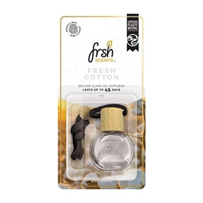Image of FRSH Scents FR1676 Fresh Cotton hanging Deluxe Glass Bottle Air Freshener Lifespan of up to 45 Days Ideal for rear view mirrors and handles Single Pack