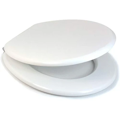 Image of White 18&quot; MDF Bathroom WC Toilet SEAT Easy FIT with Fittings Wooden Universal