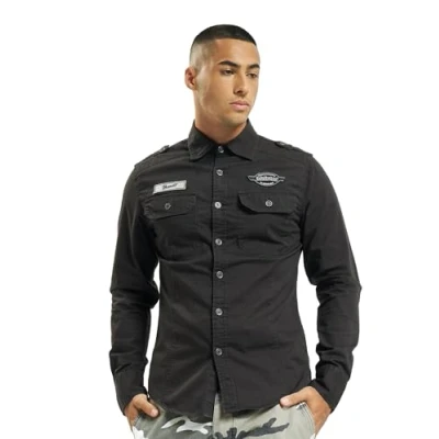 Image of Brandit Luis Vintageshirt with badges, Black, 7XL