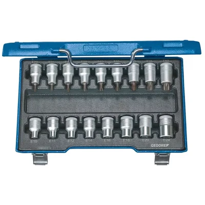 Image of Gedore ITX19TX 017 1/2 Screwdriver Bit Socket Set Silver (17 Piece)
