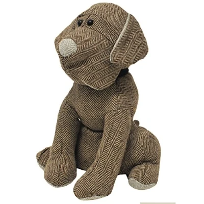 Image of Riva Paoletti Herringbone Dog Doorstop Mocha Brown Heavyweight Sand Filling Polyester and Acrylic 17 x 18 30cm (7&quot; 7&quot; 12&quot; inches) Designed in the UK