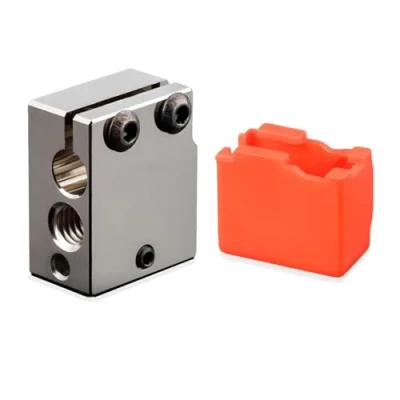 Image of Super Print High Temperature Volcano Heater Block Plated Copper with Silicone Sock for FLSUN SR,Volcano Hotend,PT100 Cartridge Sensor DDB,Titan Dual Driver Extruder. (1PC)