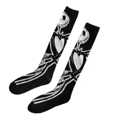 Image of Ro Rox Gothic Socks Skeleton Skull Bat Pumpkin Voodoo Halloween Unisex, Black &amp; White, One Size