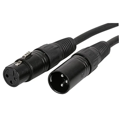 Image of Pulse PLS00289 3 Pin XLR Male to Female Microphone Lead, 0.3m, Black