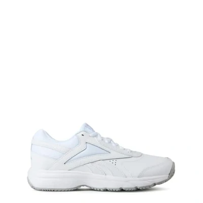 Image of Reebok WORK N Cushion Walking trainers, Women&#039;s, Size: 2.5, White/cold grey Leather and textile