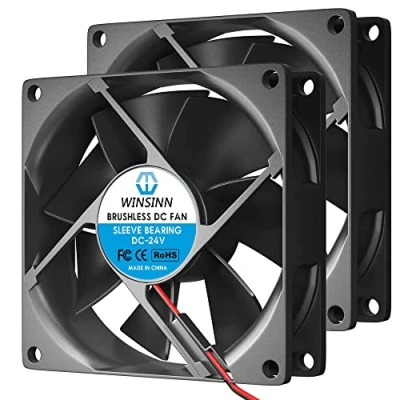 Image of WINSINN 80mm Fan 24V DC Brushless Quiet Cooling 8025 80x25mm For PC Computer Case CPU Set top Box Router Receiver DVR Playstation Xbox 2Pin 0.21A 5W 4000+ 10% RPM (Pack of 2Pcs)