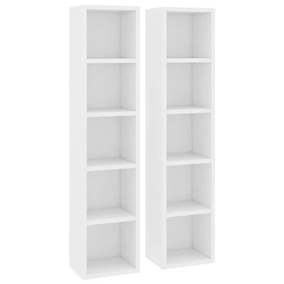 Image of vidaXL CD Cabinets 2 pcs White Engineered Wood Compact Storage Cabinets, 80 CDs Capacity