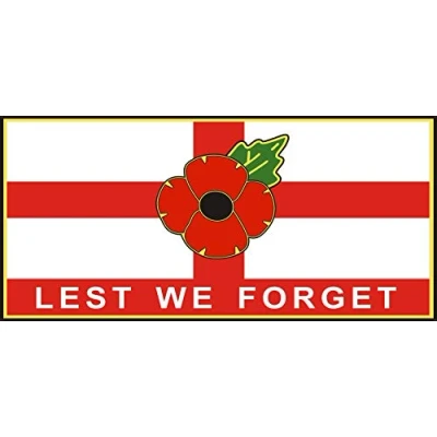 Image of Poppy CAR Sticker with ST George Cross &quot;Lest WE Forget&quot; Also for laptops, Tablets etc (Small (You get 2 Small Stickers))