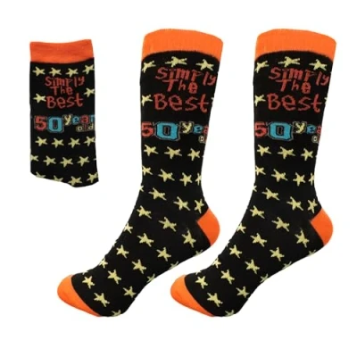Image of SHATCHI Unisex Simply The Best 50 Year Old Gift Novelty Socks For 50th Birthday Keepsake Her Him, Black And Orange
