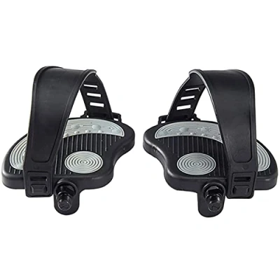 Image of Exercise Bike Pedals 9/16&quot; with Straps for Peloton Bike, Spin Cycling Indoor Exercycle Stationary Recumbent Bicycle Replacement Parts