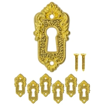 Image of FUXXER® Set of 6 Antique Key Signs and Castle Rosettes, Vintage Gold Design