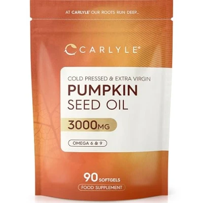 Image of Pumpkin Seed Oil 3000mg 90 Softgel Capsules Cold Pressed Naturally Rich in Essential Fatty Acids by Carlyle