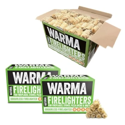 Image of 600 Natural Firelighters Eco Wood Wool Firestarters Sustainabe Ready to Burn &amp; Non Toxic For Outdoor Garden Open Fires Pizza Ovens BBQ&#039;s Cooking Stove Grills Barbecue Burner Fire Pits