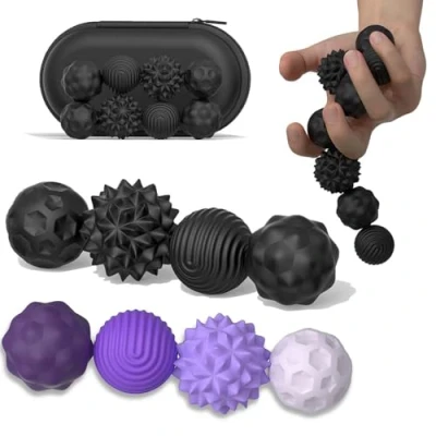 Image of Bambebe 8PCS Silicone Magnetic Balls Fidget Toys for Adults &amp; Teens, Stress Relief Sensory Autism ADHD Anxiety, Fun Textures Gadgets, Office Desk Toy, Stocking Fillers Women Men Teen