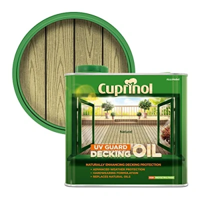 Image of Cuprinol 5122410 Uv Guard Decking Oil Exterior Woodcare, Natural 2.5L