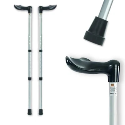 Image of Coopers Comfy Grip Handle Walking Stick Left Handed Fischer Height Adjustable Sticks for Women and Men Telescopic Arthritis