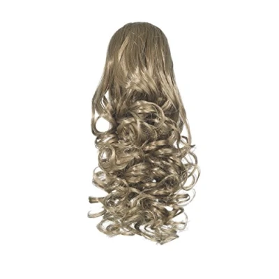 Image of Love Hair Extensions Curly Drawstring Synthetic Ponytail Colour 8 Mousey Brown 12 inch