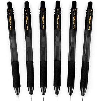 Image of Pentel Energel X BL107 Retractable Gel Rollerball Pens 0.7mm Black Ink Pack of 6