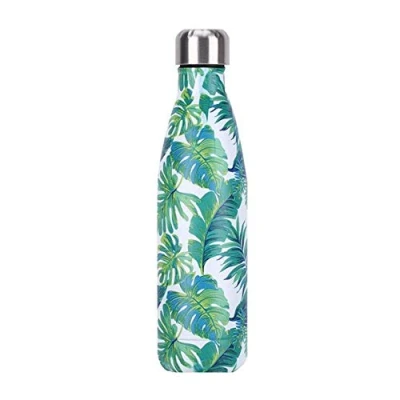 Image of JMAHM Stainless Steel Flask Insulation Bottle Vacuum Flasks Cup Double Wall 500ml for Outdoor Sports (500ml, Banana Leaf)