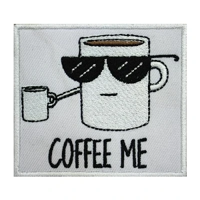 Image of Coffee Me Patch, Humurous Funky Embroidered Iron on Sew Patch Badge for Clothes etc. 8x7cm