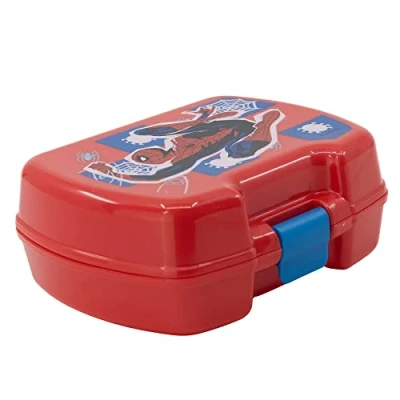 Image of Stor 74789 SANDWICHERA Snack Spiderman Midnight Flyer Lunch Box, Plastic