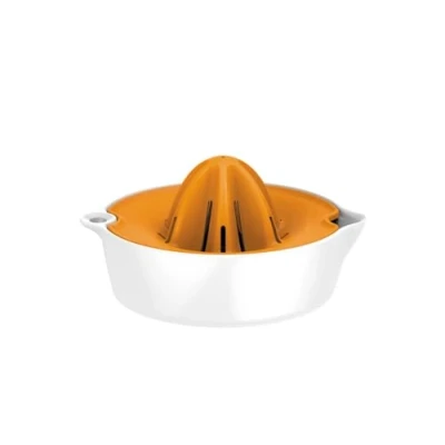 Image of Fiskars Fruit Juicer, With Container, Diameter: 11.9 cm, Synthetic Material, Functional Form, White/Orange, 1016125