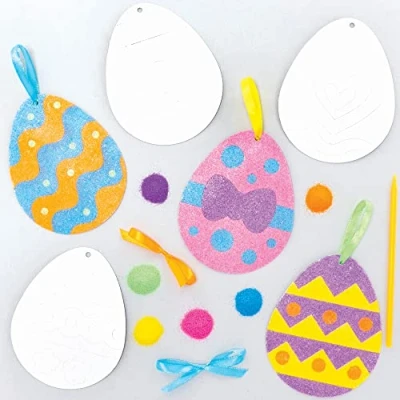 Image of Baker Ross FC505 Easter Egg Sand Art Decoration Kits Pack of 6, for Kids