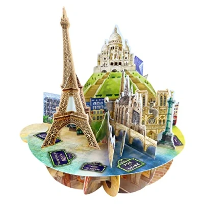 Image of SANTORO Pirouette, 3D Pop Up Greeting Card Paris For Him, Her, Thank You, Destination Eiffel Tower Birthday Olympic Games