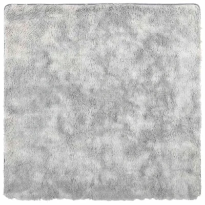 Image of vidaXL Shaggy Rug High Pile Square Carpet 200x200cm Polyester Silver Grey Living Room/Bedroom/Outdoor Use