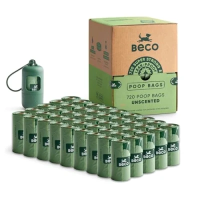 Image of Beco Strong &amp; Large Poop Bags 720 (48 Rolls of 15) Unscented Dispenser Compatible Dog Poo